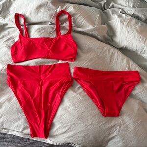 Aerie Red Bikini Set 3 Pieces Small